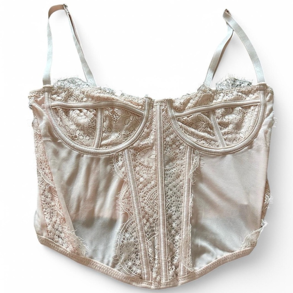 La Hearts Baby Pink Lace Corset Tank Top